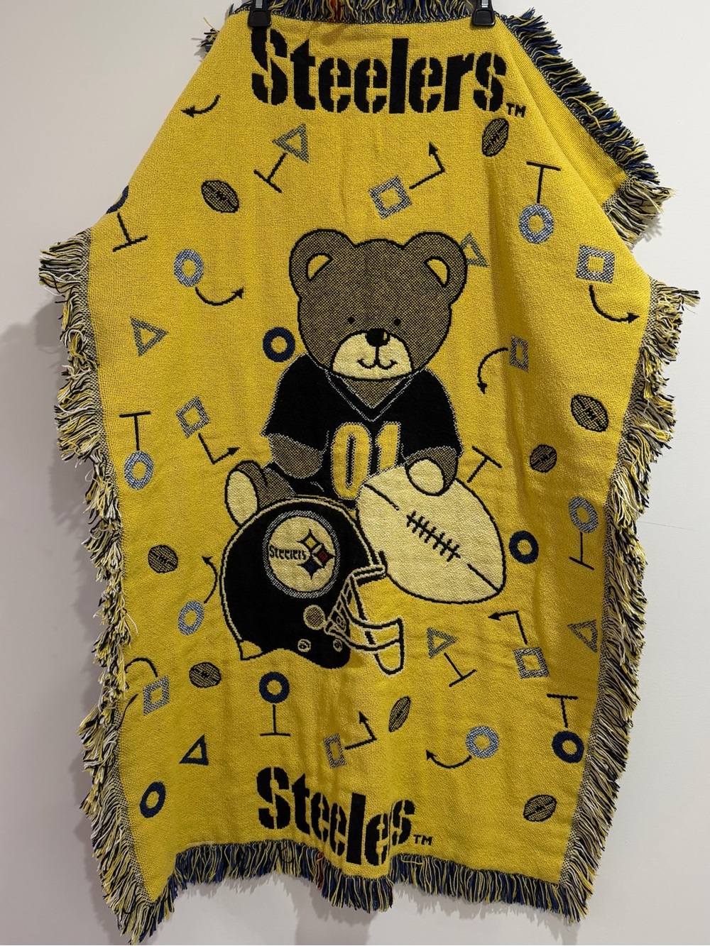 The Northwest Company Vintage Woven NFL Pittsburgh Steelers Teddy Bear blanket